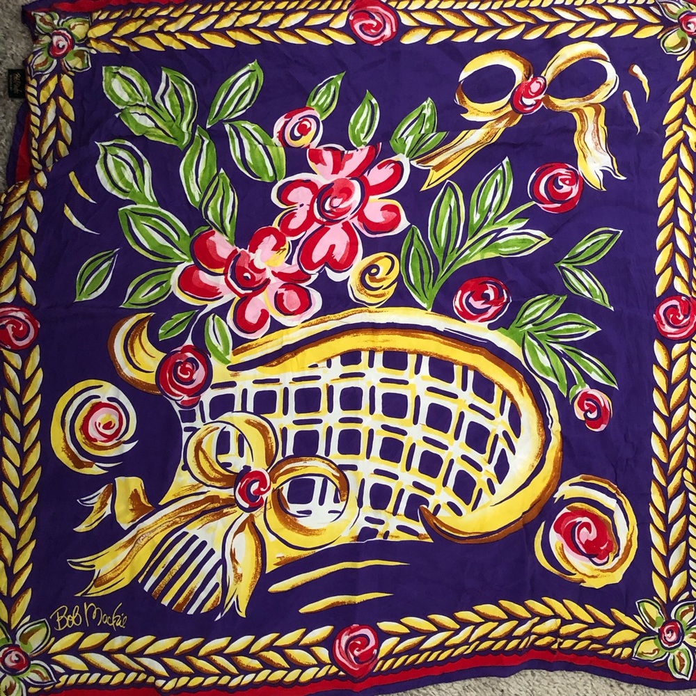 Bob Mackie Vibrant Purple and Yellow Scarf
